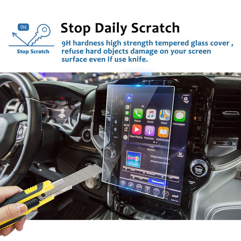 [Australia - AusPower] - LFOTPP Premium Screen Protector for 2019 2020 2021 D*odge RAM 1500 2500 3500 Laramie Longhorn Limited Uconnect 12 Inch Tempered Glass Navigation Screen Protector Scratch-Resistant Protective Film for 2019 2020 RAM 1500 12 Inch 