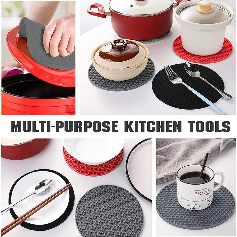[Australia - AusPower] - Joyhalo Trivet for Hot Dishes -Silicone Pot Holders Hot Pads Plate Holder, Gripper Pad Garlic Peeler Drying Mat Coasters, Grey Gray 