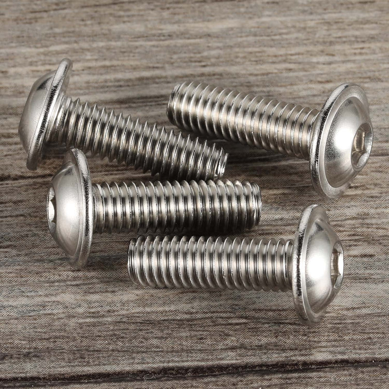 [Australia - AusPower] - M6-1.0 x 12mm Flanged Button Head Socket Cap Screw Bolts, 304 Stainless Steel 18-8, Allen Socket Drive, Bright Finish, Fully Machine Threaded, Pack of 25 M6-1.0 × 12MM (25 PCS) 