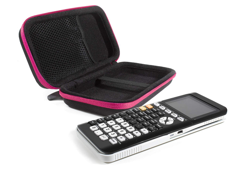 [Australia - AusPower] - CaseSack Graphing Calculator Case for Texas Instruments TI84, TI83, TI89, Stationary Mesh Pocket, Pen/Pencil Holder, Detachable with Wrist Strap (Black with Pink Zip) Black with pink zip 