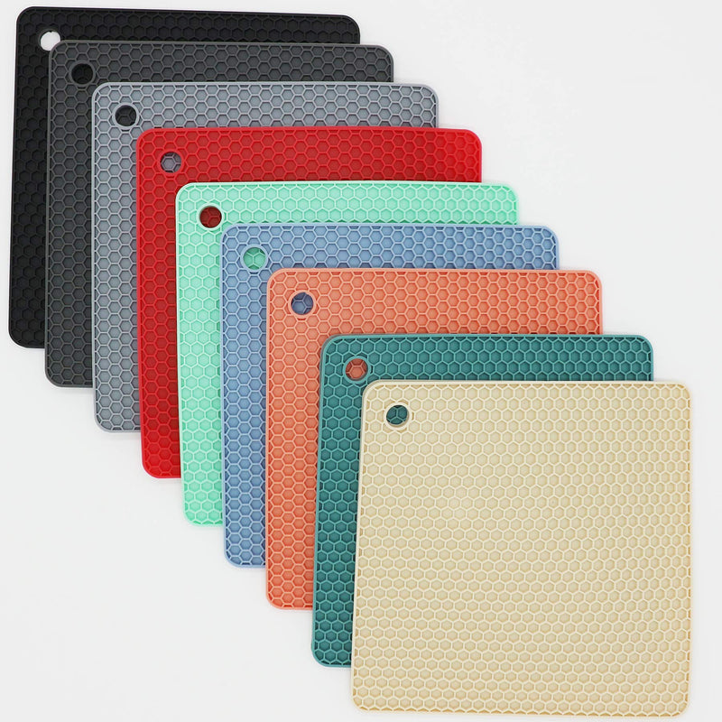 [Australia - AusPower] - Smithcraft Teal Silicone Trivet Mats for Hot Pots, Pot Holder, Multi-Purpose Drying Trivet Mat, Kitchen Table pad, (Set of 4) Non Slip, Flexible, Durable,Heat Resistant Pads (Teal-Square) C: Teal 