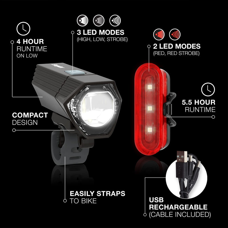 [Australia - AusPower] - Energizer X400 Rechargeable Bike Light, IPX4 Water Resistant, Compact and Lightweight Design, Front Clip Light and Rear LED Light for Visibility 