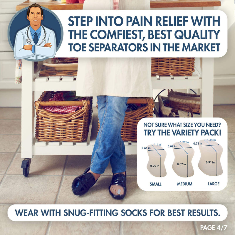 [Australia - AusPower] - Dr. Frederick's Original Gel Toe Separators - Bunion Pain Relief for Men & Women - 6 Pieces - Large Large (6 Count) 