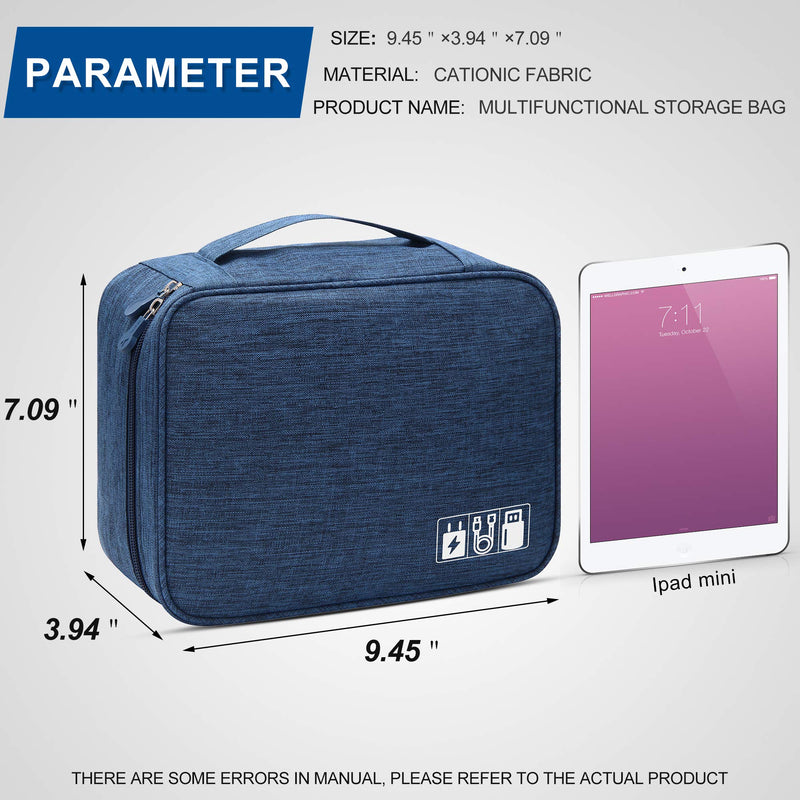 [Australia - AusPower] - VOCUS Waterproof Electronics Accessories Cable Organizer Bag Cable Organizer Bag for USB SD Card Phone Charger Navy Blue 