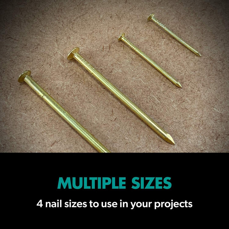 [Australia - AusPower] - HangDone Nails Assortment 250-Pieces 4 Sizes, Brass Plated 