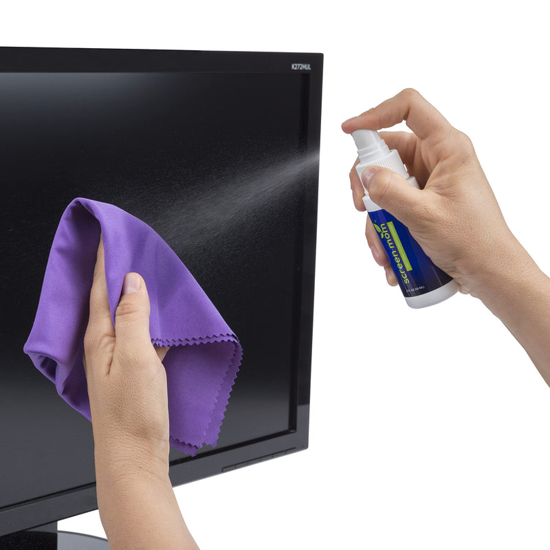 [Australia - AusPower] - Screen Mom Screen Cleaner Kit for Laptop, Phone Cleaner, iPad, Eyeglass, LED, LCD, TV - Includes 2oz Spray and 2 Purple Cleaning Cloths 