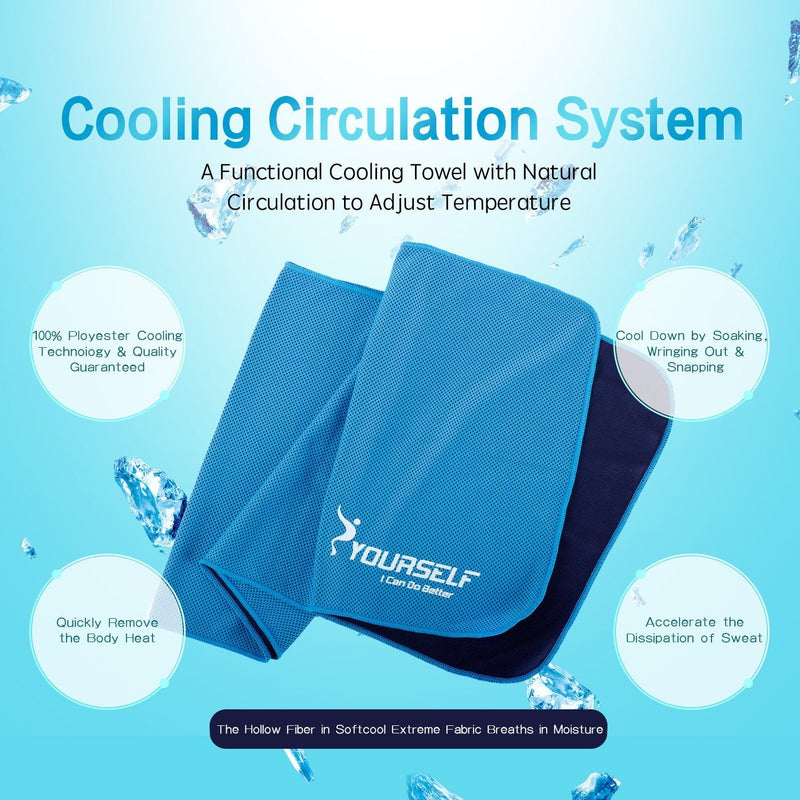 [Australia - AusPower] - SYOURSELF Cooling Towel, Cooling Towels for Neck,4 Pack 40" x 12"Ice Towel for Instant Cooling Relief, Soft Breathable Chilly Towel, Perfect Yoga, Golf, Sports, Athletes, Camping Towel(Blue) 4 Pack-blue 40"x12" 
