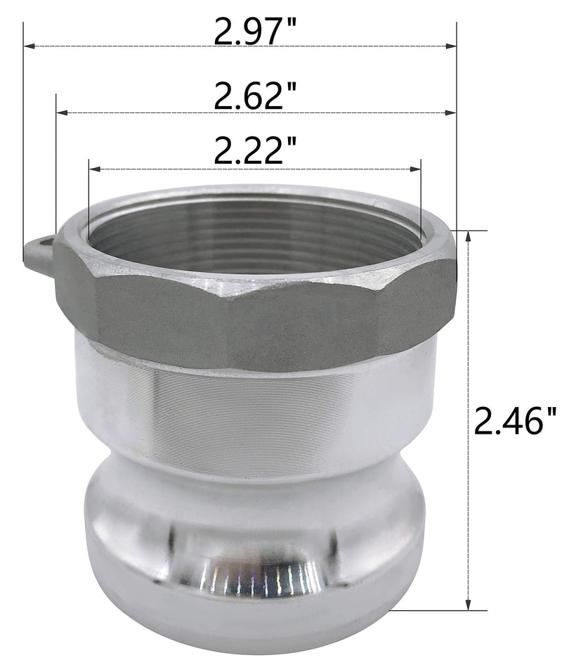 [Australia - AusPower] - RosyOcean (2 Pack) Global Cam & Groove Hose Fitting Aluminum Type A 2″ Male Camlock x 2″ Female NPT 