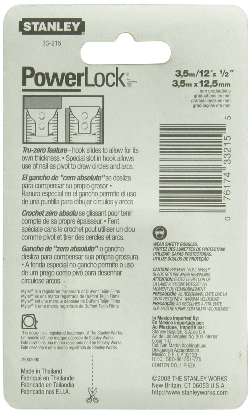 [Australia - AusPower] - Stanley 33-215 12-Feet by1/2-Inch PowerLock Tape Rule 