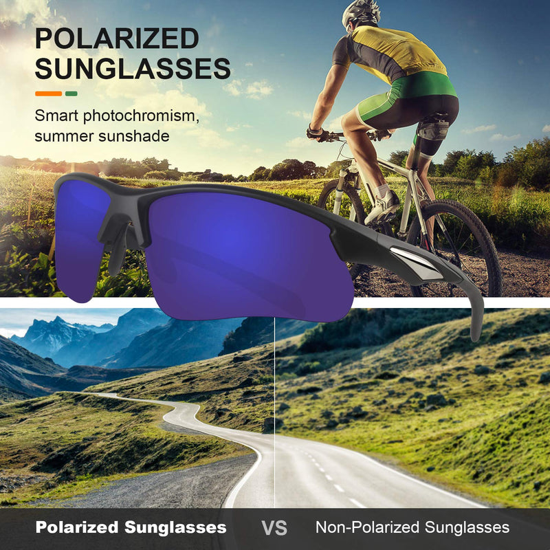 [Australia - AusPower] - Duduma Polarized Sports Sunglasses for for Men Women Fishing Cycling Running Golf Driving Glasses Tr62 Superlight Frame 674 Black Matte Frame With Blue Lens 