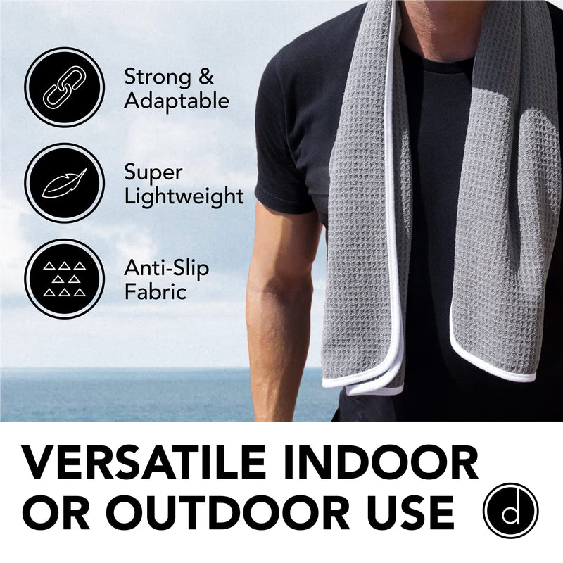 [Australia - AusPower] - Fitness Gym Towels (2 Pack) for Workout, Sports and Exercise - Soft, Lightweight, Quick-drying, Odor-free - by desired body Grey 
