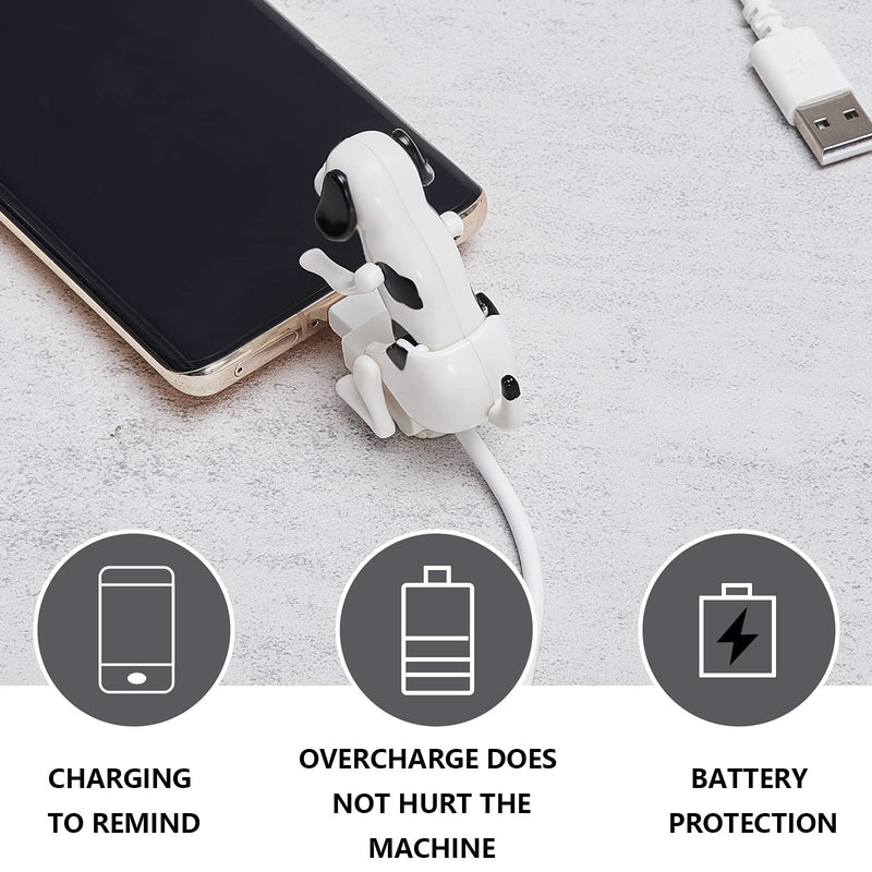 [Australia - AusPower] - Frienda Stray Dog Charging Cable Dog Smartphone USB Cable Charger USB Data Transmission Mini Humping Spot Dog Cable for Type-C USB Charging Cable of Mobile Phones, White Compatible with Type-C 