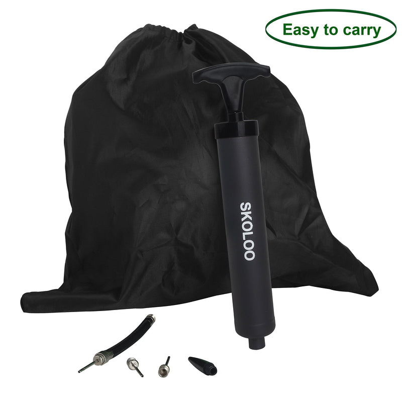 [Australia - AusPower] - Skoloo 10" Portable Hand Air Ball Pump Inflator Kit with Needle, Nozzle, Extension Hose for Soccer Basketball Football Volleyball Water Polo Rugby Exercise Sports Ball Balloon Swim Inflatables 2 Black 