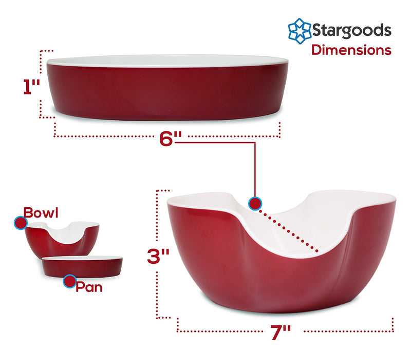 [Australia - AusPower] - Pistachio Bowl, Snack Serving Dish, Double Peanut Bowl with Seeds Shell Storage, Red 