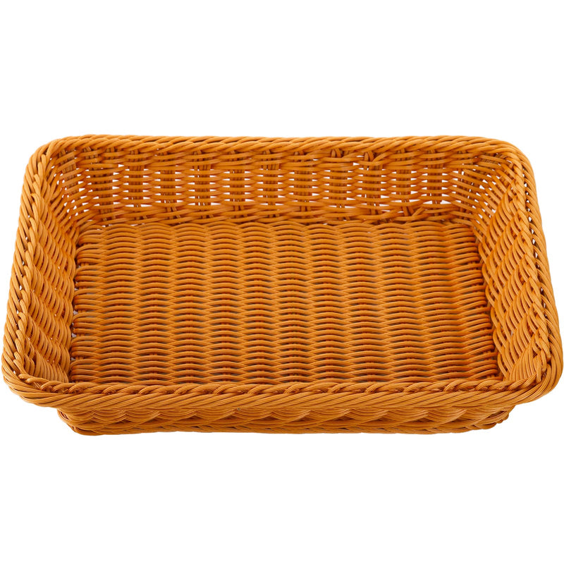 [Australia - AusPower] - DEAYOU Wicker Bread Basket, Imitation Rattan Bread Basket with Lid, Woven Tabletop Food Serving Basket, Poly-Wicker Long Fruit Basket for Vegetable, Restaurant, Display, Kitchen, Party, Rectangle 