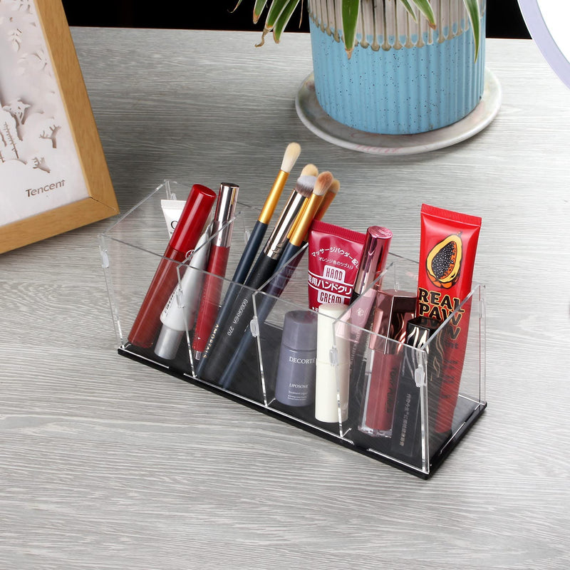 [Australia - AusPower] - Acrylic Clear Pencil Holder Pen Holder 4 Compartments,Brush Holder Countertop Desk Organizers and Storage for Pen,Pencil,Desk Accessories,Makeup Brush,Stationary and Art Supplies 