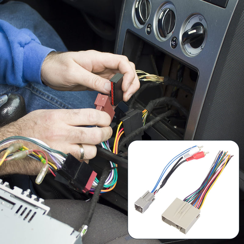 [Australia - AusPower] - X AUTOHAUX 70-5521 Car Stereo CD Player Wiring Harness Set Wire Radio Adapter 2 RCA Connector for Ford Freestar 2004-2007 