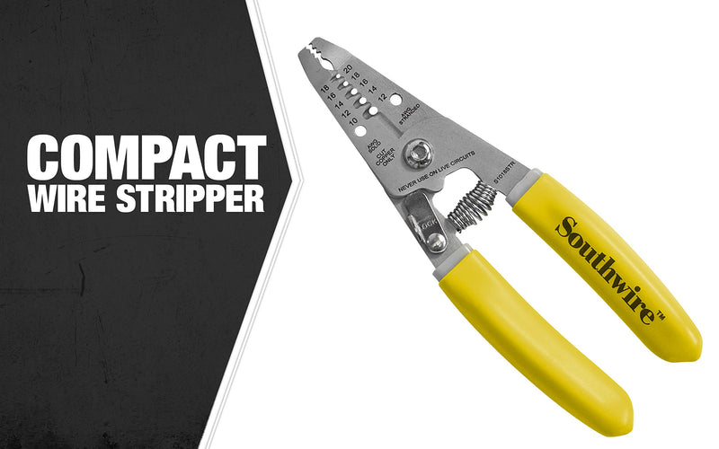 [Australia - AusPower] - Southwire - 58278140 Tools & Equipment S1018STR Wire Stripping Tool, Wire Stripper and Wire Cutter for 10-18 AWG Solid Wire and 12-20 AWG Stranded Wire Compact Wire Stripper 