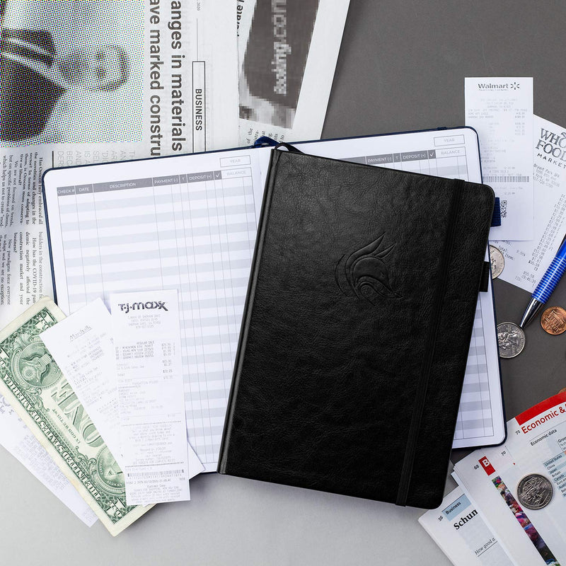 [Australia - AusPower] - Clever Fox Check Register – Deluxe Checkbook Log with Check & Transaction Registers, Bank Account Register Booklets for Personal and Work Use, A5 Hardcover - Black A5 (5.8'' x 8.3'') 