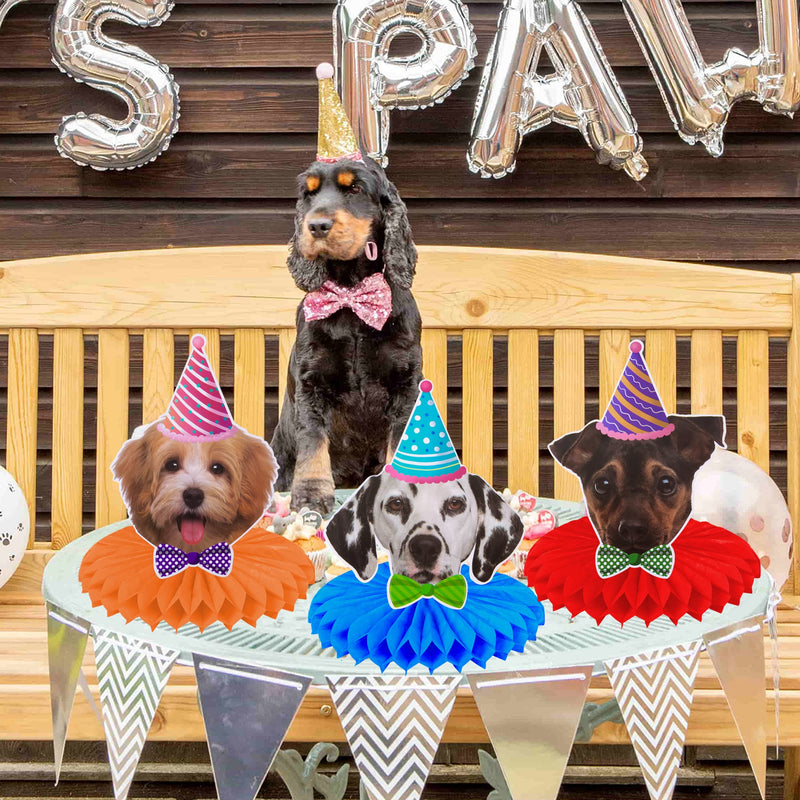 [Australia - AusPower] - Dog Party Table Decorations 9pcs Dog Face Table Honeycomb Centerpieces for Dog Theme Baby Shower Birthday Party Supplies 