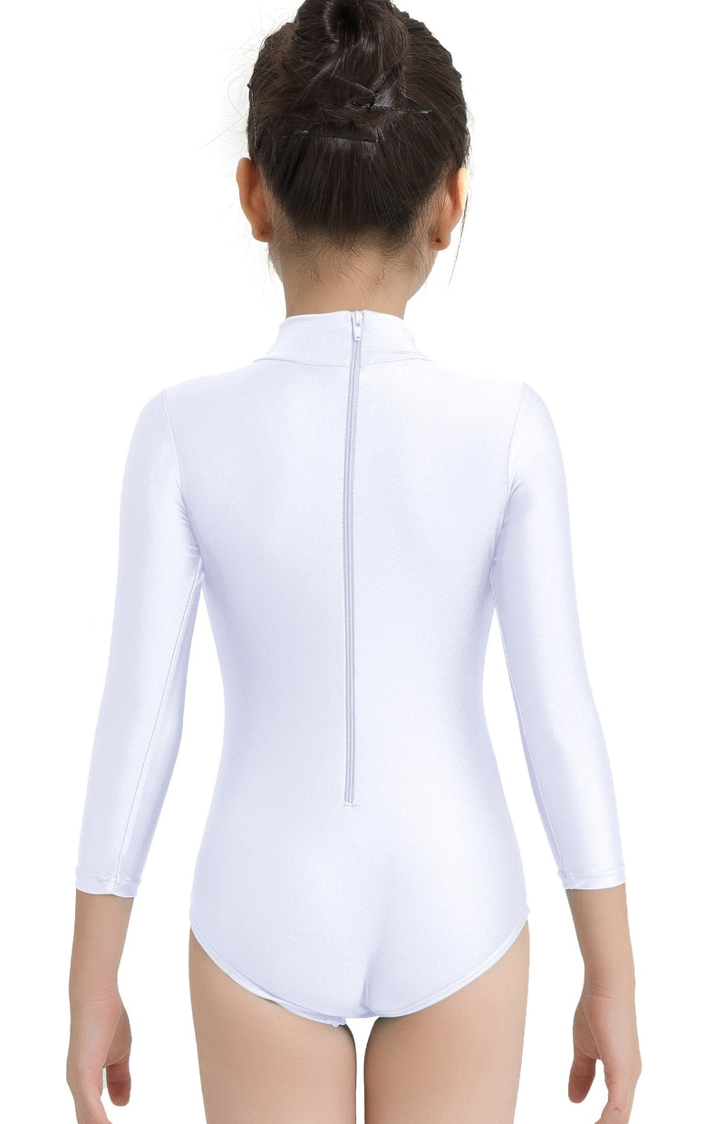 [Australia - AusPower] - Updated Toddler Girls Long Sleeve Ballet Dance Leotard for Kids and Teens White 6 