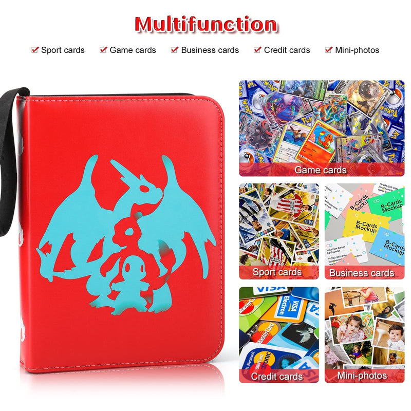 [Australia - AusPower] - Trading Card Binder with Sleeves, 400 Pockets Charizard Book Binder Zipper Card Holder Collectors w/ 50 Premium 4-Pocket Sheets 