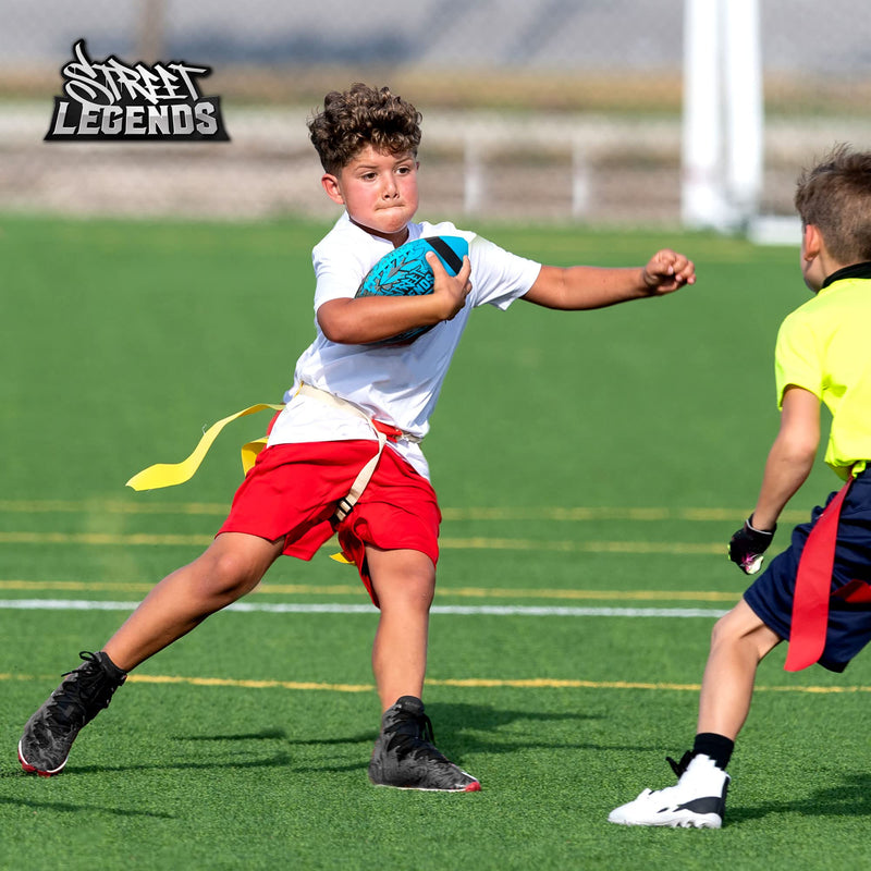 [Australia - AusPower] - Street Legends Youth Football for Kids Graffiti Printed Composite Leather Size 7 Junior Football Includes Pump Made for Training Practicing Recreational Play Blue 