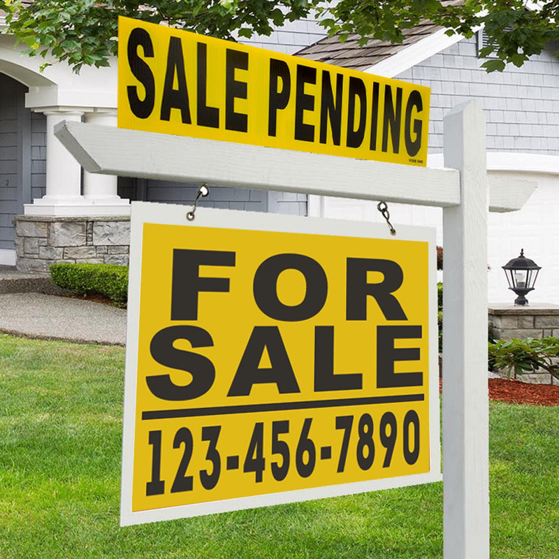 [Australia - AusPower] - 6 Pack Bundle of Real Estate Rider Signs 6x24" - For Sale, Open House, Sold, Coming Soon, Sale Pending, New Listing - Double-Sided, Waterproof Corrugated Plastic, Made in America (Black Letters) Black Letters 
