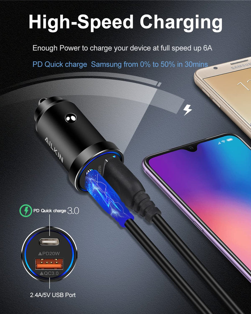 [Australia - AusPower] - iPhone 13 Car Charger, [2Pack/38W] 2 Port Fast Charger Block with USB C& QC 3.0 Power Adapter, PowerPort PD Rapid Charging for iPhone 13 12 11 Pro Max X XR XS, Samsung S22 S22+ Cigarette Lighter Plug 