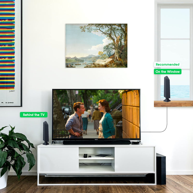 [Australia - AusPower] - Antier Amplified Indoor Digital Tv Antenna – Best Powerful Amplifier, Signal Booster & Has up to 400+ Miles Range, Support 8K 4K Full HD Smart and Older Tvs with 16ft Coaxial Cable [2023 Release] 