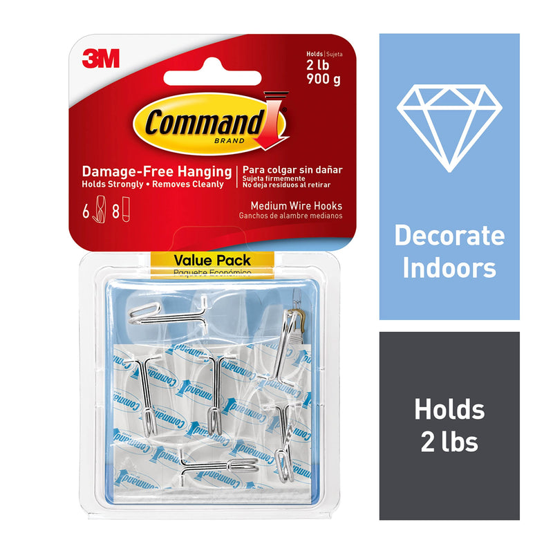 [Australia - AusPower] - Command 17065CLR-6ES Wire Hook, 6, Clear, 6 Count 6 Hooks 
