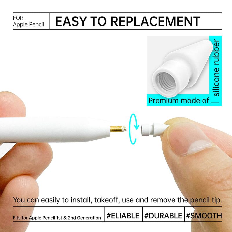 [Australia - AusPower] - Pencil Tips Replacement for Apple Pencil 1st Gen & 2nd Generation (6 Pack) , Pen Nibs Compatible with iPad Pencil. 