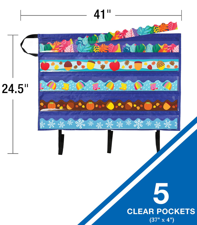 [Australia - AusPower] - Carson Dellosa Foldable Border Storage Pocket Chart—Organize Bulletin Board Borders and Wall Borders, Classroom Organizer with Storage Pockets (41" x 24.5") 