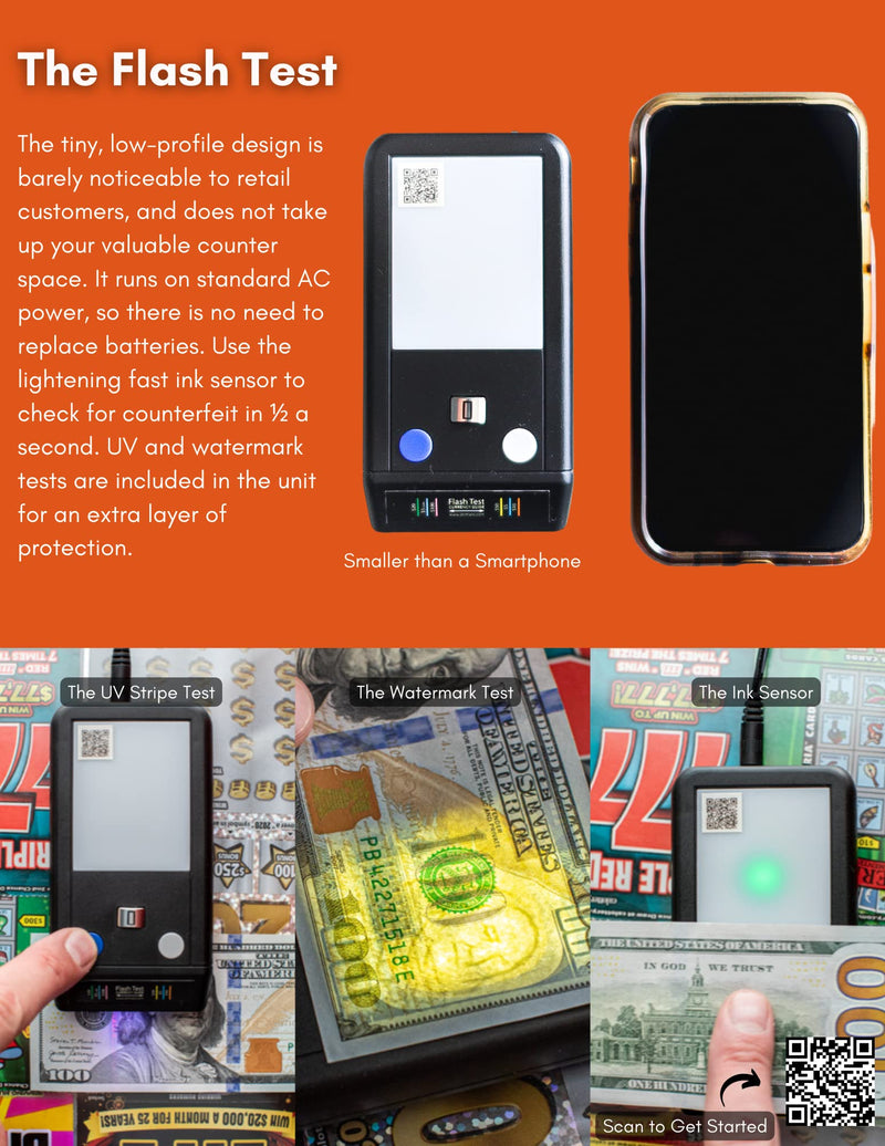 [Australia - AusPower] - Dri Mark Flash Test Counterfeit Bill Detector, 3 Easy Tests in One Small Device, Watermark, Ink, Security Strip, Fast and Accurate Money Checker, Fake Currency Detection Machine, Maintenance Free 