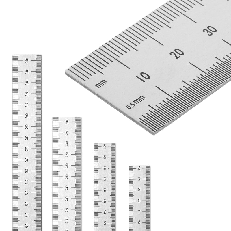 [Australia - AusPower] - Mr. Pen- Machinist Ruler, 4 Pack (6, 8, 12, 14 inch), Metric Ruler, Millimeter Ruler, (1/64, 1/32, mm and .5 mm), 6 inch Ruler, Stainless Steel Ruler 