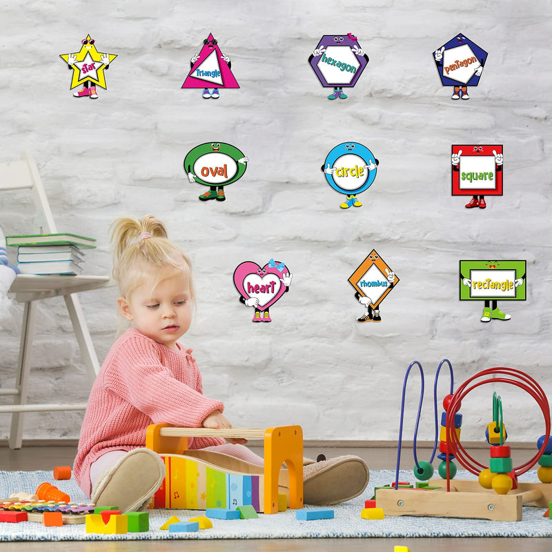 [Australia - AusPower] - BeYumi 50Pcs Shapes Cutouts for Classroom Bulletin Board Decorations Displays Learning Flash Cards Early Childhood Educational Materials Wall Decals Stickers Home Preschool Decor for Toddler Kids 