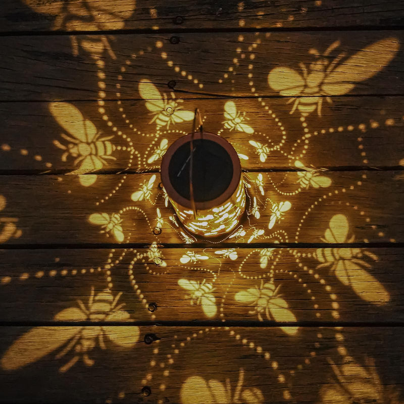 [Australia - AusPower] - Solar Lanterns Outdoor Hanging Butterfly-Bee Decor Lantern,Waterproof Hollow Out Retro Metal Decorative Garden Light,Graceful Decoration for Patio,Yard,Landscape,Walkway,Festival 