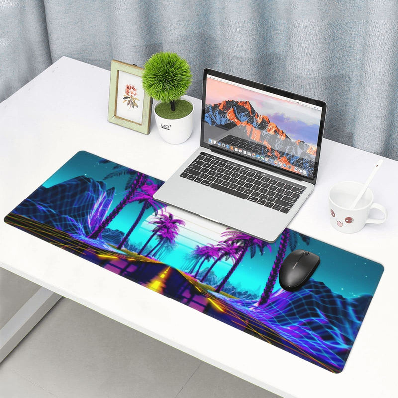 [Australia - AusPower] - Neon Retrowave Gaming Mouse Pad Large XL Desk Mat Long Extended Pads Big Mousepad for Home Office Decor Accessories 31.5 X 11.8 Inch 3 
