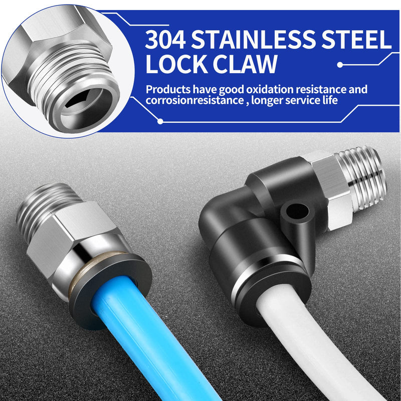 [Australia - AusPower] - 30Pieces Pneumatic Elbow Straight Combination 1/4 Inch Tube OD x 1/8 Inch NPT Push to Connect Tube Fittings Male Thread Straight Push Quick  Release Connectors Air Tool Connectors Connect Fittings 