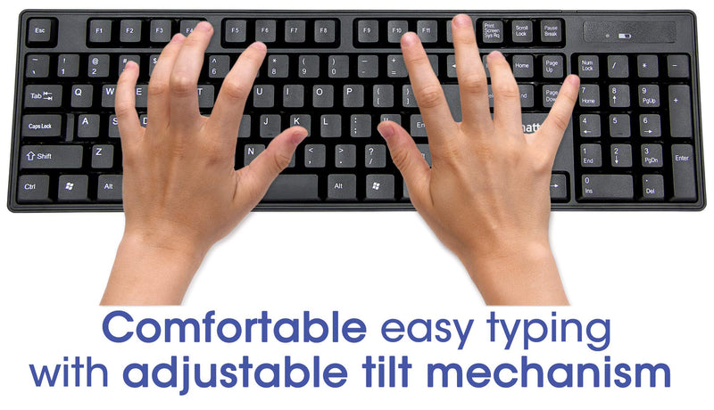 [Australia - AusPower] - Manhattan Wireless Keyboard and Mouse Combo - Full-Size USB Wireless Keyboard Mouse Set with 2.4GHz Dongle for PC Computer Laptop - Compatible with Windows and Mac – 3 Year Warranty - Black 178990 