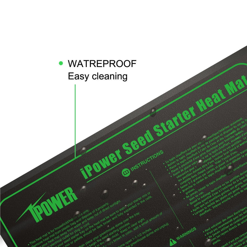 [Australia - AusPower] - iPower GLHTMTS Durable Waterproof Seedling Heat Mat Warm Hydroponic Plant Germination Starting Pad, 10" x 20.5", Black 10" x 20.5"Heat Mat 