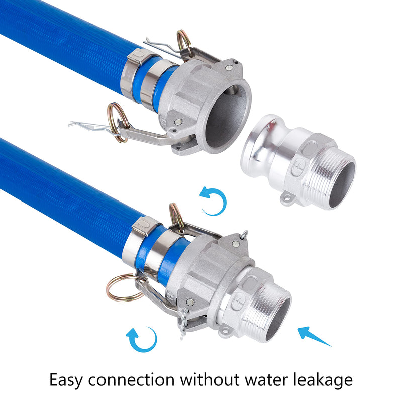 [Australia - AusPower] - Aluminum Global Cam Lock Fittings Type F Cam & Groove Hose Fittings, 2 inch Camlock Coupling, 2" Plug x 2" NPT Male 