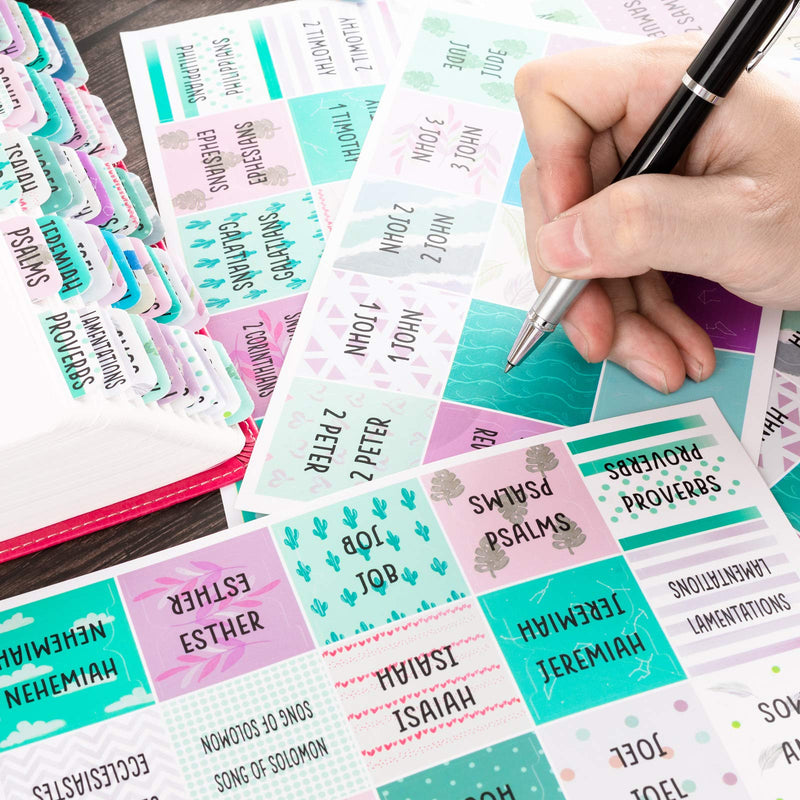 [Australia - AusPower] - Laminated Bible Tabs for Women and Girls (Large Print, Easy to Read), Women Bible Journaling Book Tabs, Christian Gift, 90 Colorful Bible Tabs Old and New Testament, Includes 24 Blank Tabs Space 