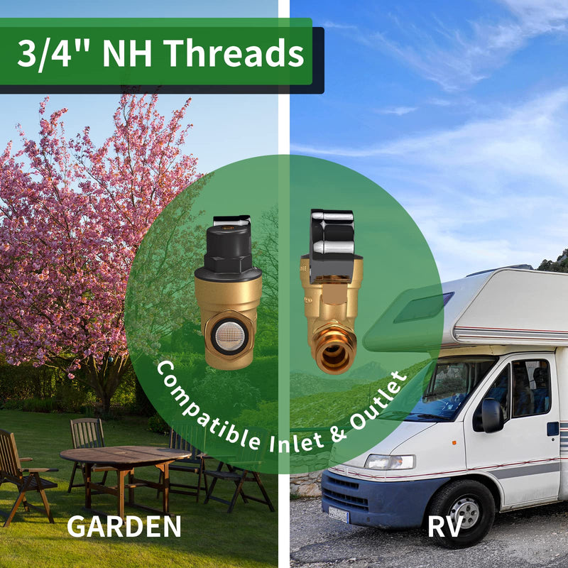 [Australia - AusPower] - RVGUARD RV Water Pressure Regulator Valve, Brass Lead-Free Adjustable Water Pressure Reducer with Gauge and Inlet Screen Filter for RV Camper Travel Trailer 