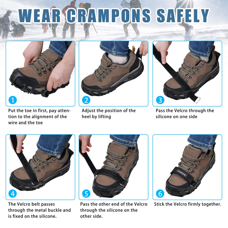[Australia - AusPower] - Ice Cleats Snow Traction Cleats for Walking on Snow and Ice Women Men Winter Outdoor Anti Slip Spikes Crampons Ice Cleats for Hiking Snow Boots Shoes Medium(5.5-7 men/7-8.5 women) 