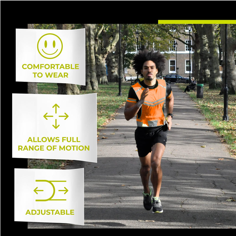 [Australia - AusPower] - 247 Viz Reflective Running Vest – Reflective Vest Running at Night for Walkers, Women & Men. High Visibility Reflective Gear, Cycling & Running Vest, High Vis Neon Safety, Small, Medium & Large Size Neon Orange 