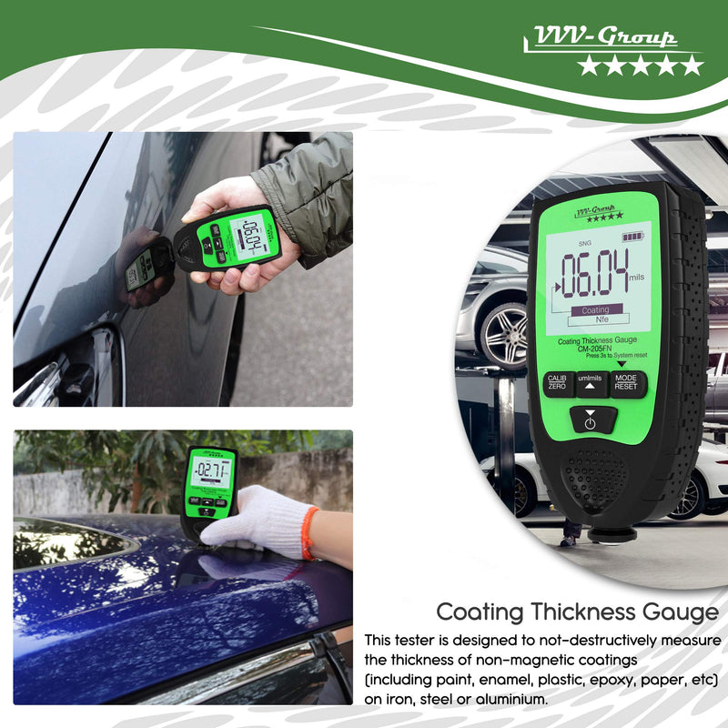 [Australia - AusPower] - Coating Thickness Gauge CM-205FN | Best Digital Meter for Automotive Paint Thickness Measurement | Resolution 0.01mils | F/NF Automatic Detection 
