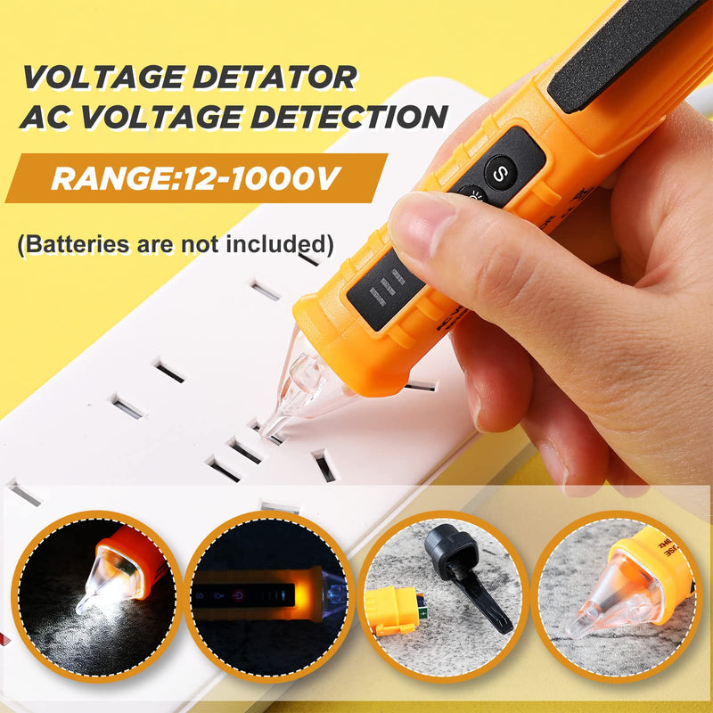 [Australia - AusPower] - 3 Pieces Voltage Meter Tester AC 12-1000V Non Contact Voltage Detector Buzzer Alarm Electrical Testing Led Flashlight Wire Tester Electrical Tool Battery Powered Tester Pen for Live Null Wire Judgment 