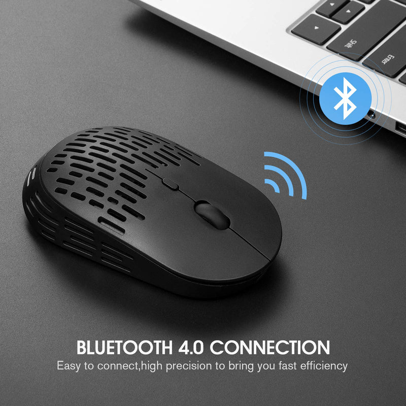 [Australia - AusPower] - Buletooth Mouse, Wireless Mouse, Rii Office Mice with USB Unifying Receiver for PC/Laptop, Rechargeable Silent Mouse for Macbook Pro/Chromebook, Backlit Optical Mouse for Windows-lightweight weatproof black 