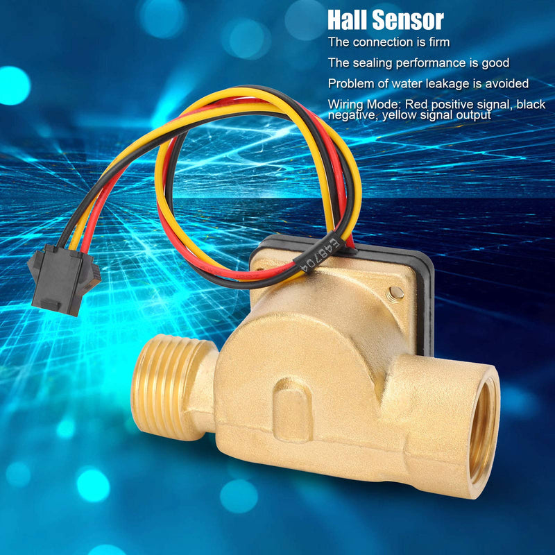 [Australia - AusPower] - T osuny G1/2in Female Male Brass Water Flow Sensor Switch, 0.3-10L/min Hall Effect Liquid Flowmeter, Waterproof DC3?24V Hall Transducer Pulse Counter 